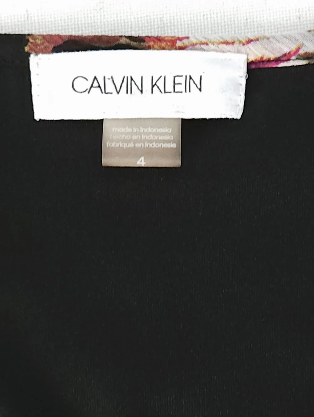 Calvin Klein 4 Black Floral Chiffon‎ Maxi Dress Short Sleeve V-Neck Ruffle Hem